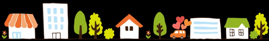 街とお花を届ける車